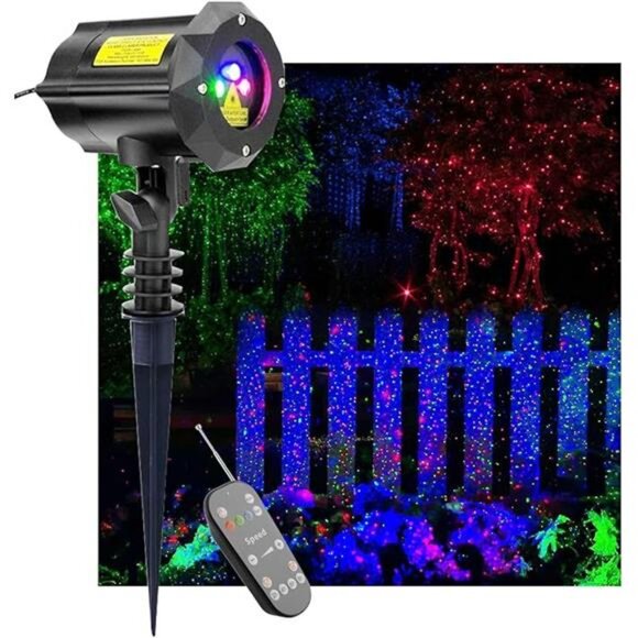 Christmas Laser Projector Lights, Motion Firefly Red, Green Blue Remote Control - Picture 7 of 7